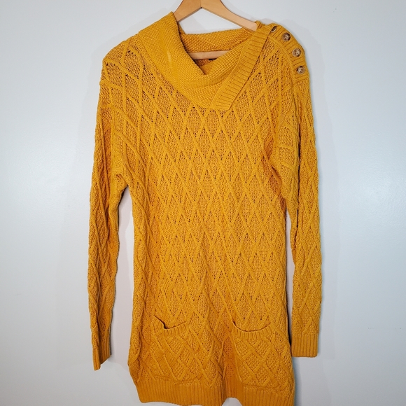 Jeanne Pierre Yellow Knit Sweater Dress M - Picture 2 of 12
